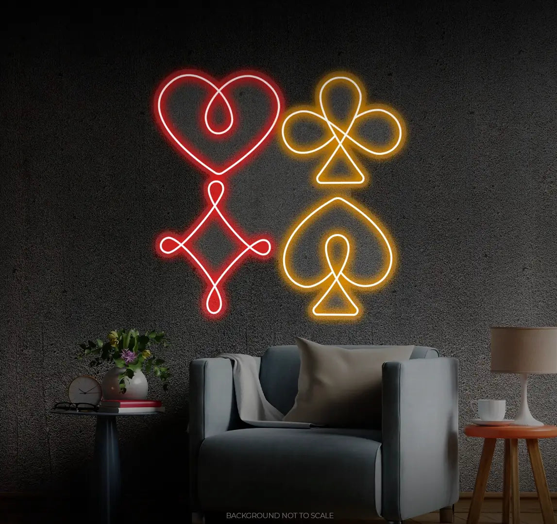 Playing cards symbol LED neon