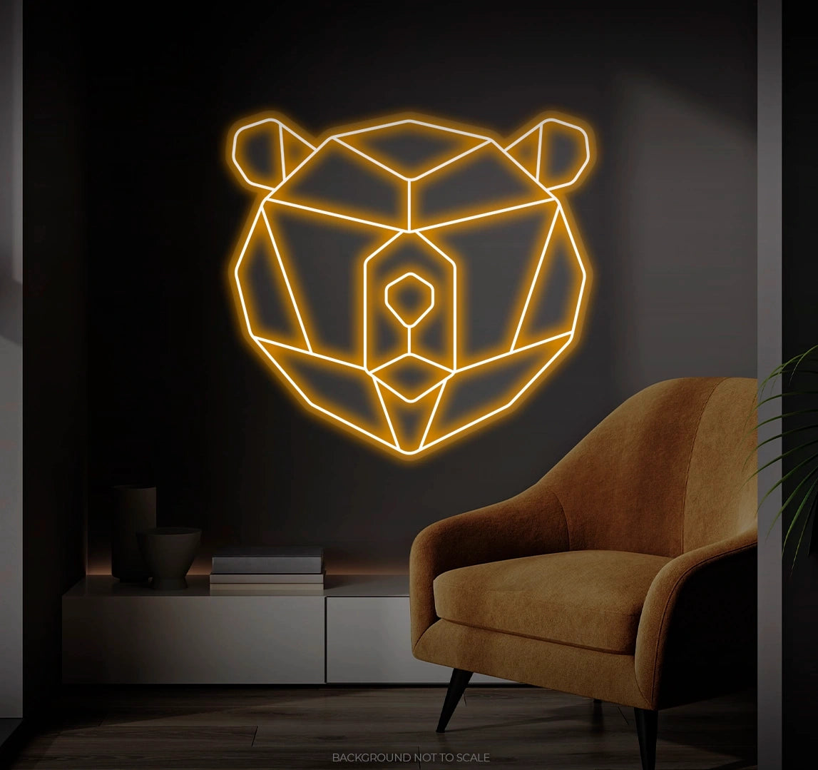 Polygonal bear head LED neon