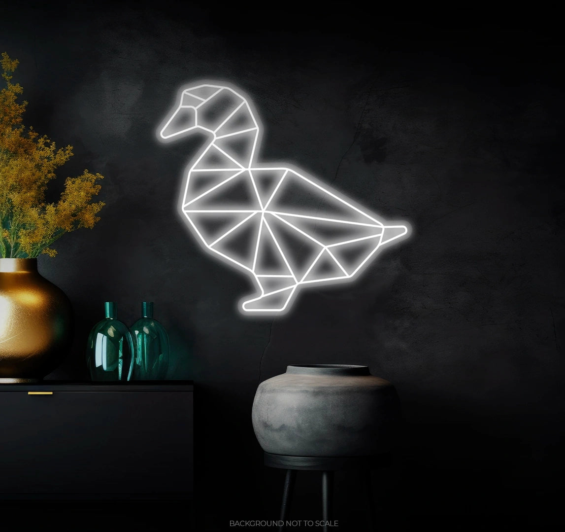 Polygonal duck LED neon