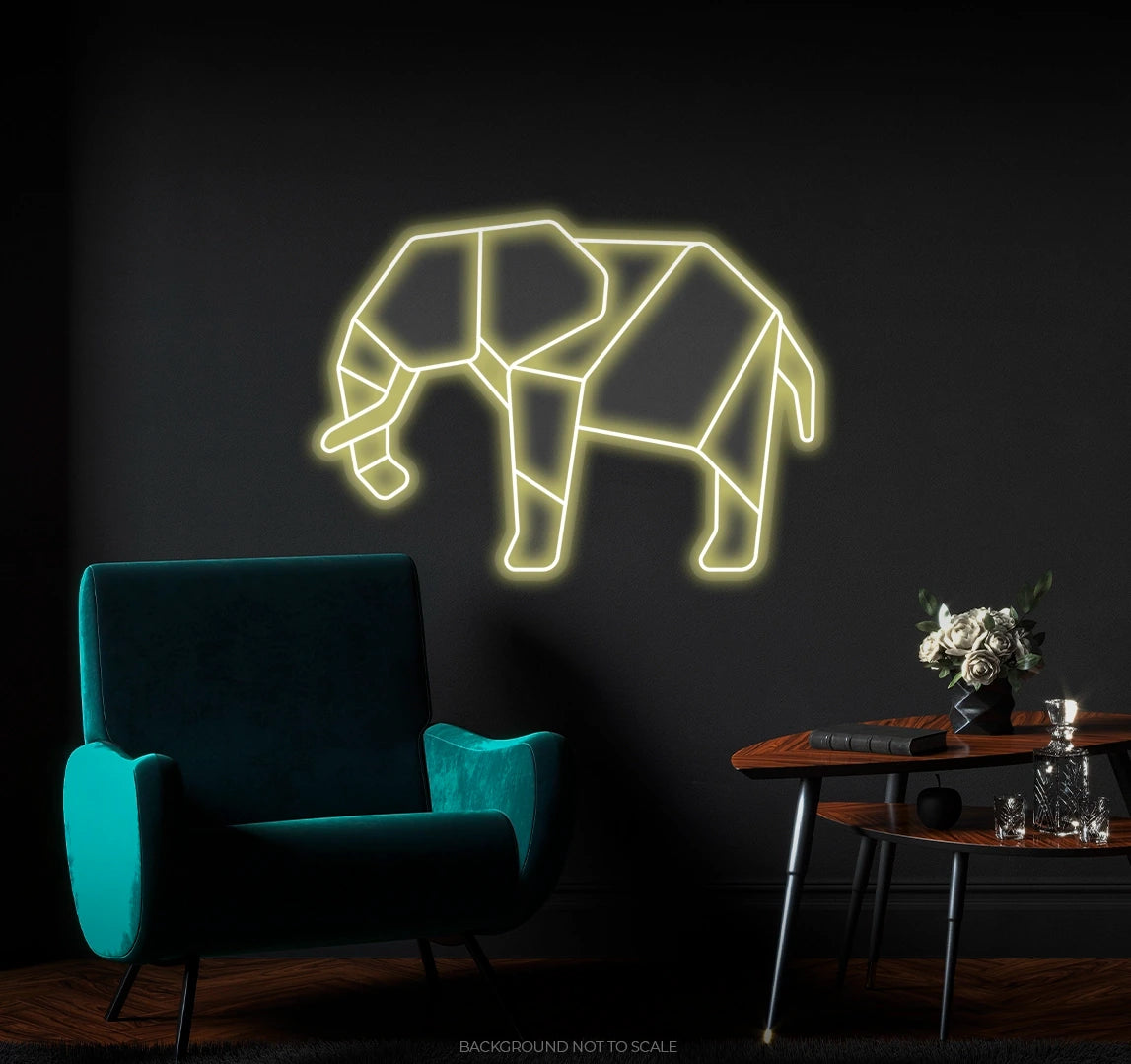 Polygonal elephant LED neon