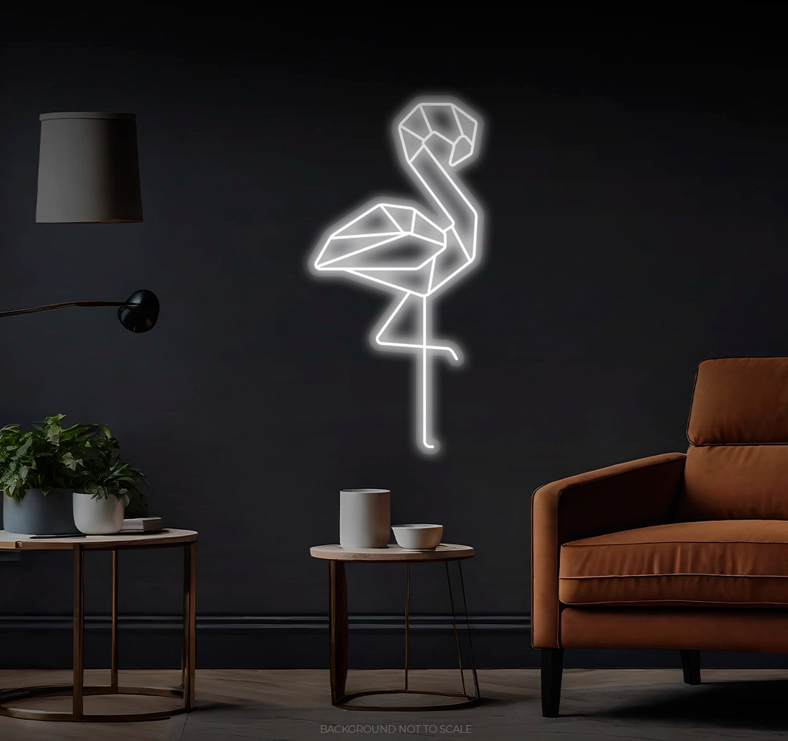 Polygonal flamingo LED neon