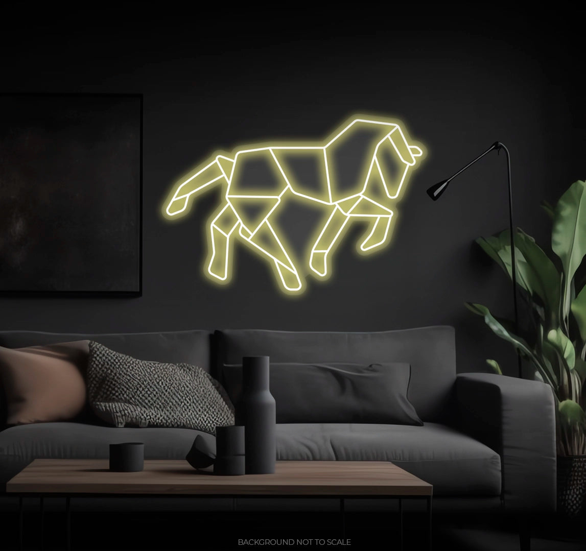 Polygonal horse LED neon