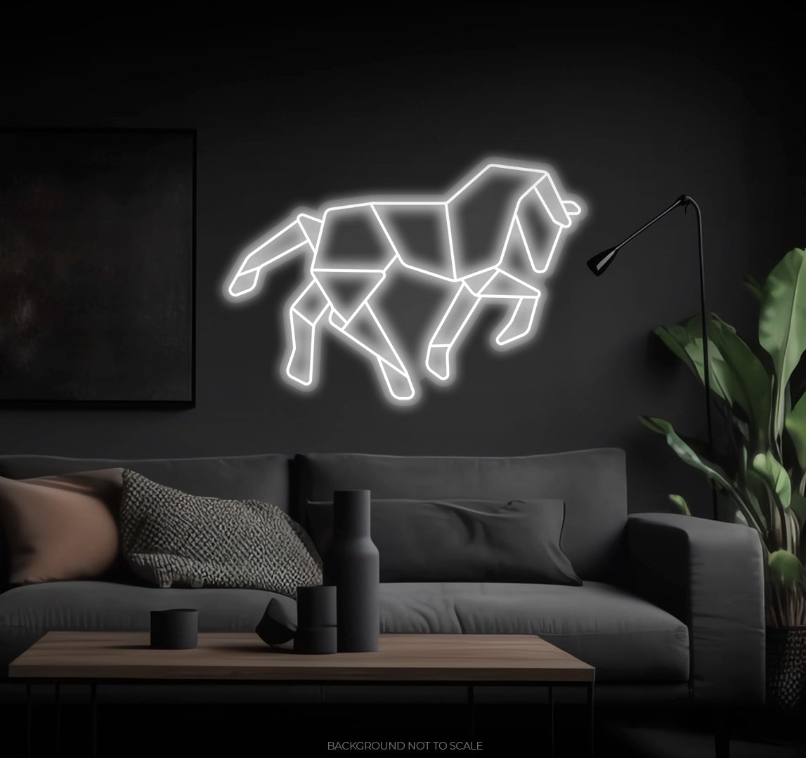 Polygonal horse LED neon