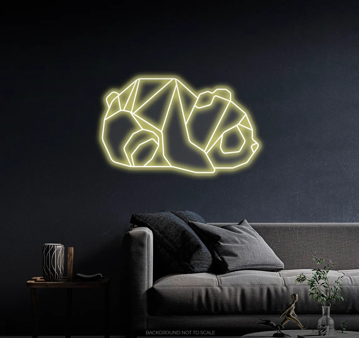 Polygonal panda LED neon