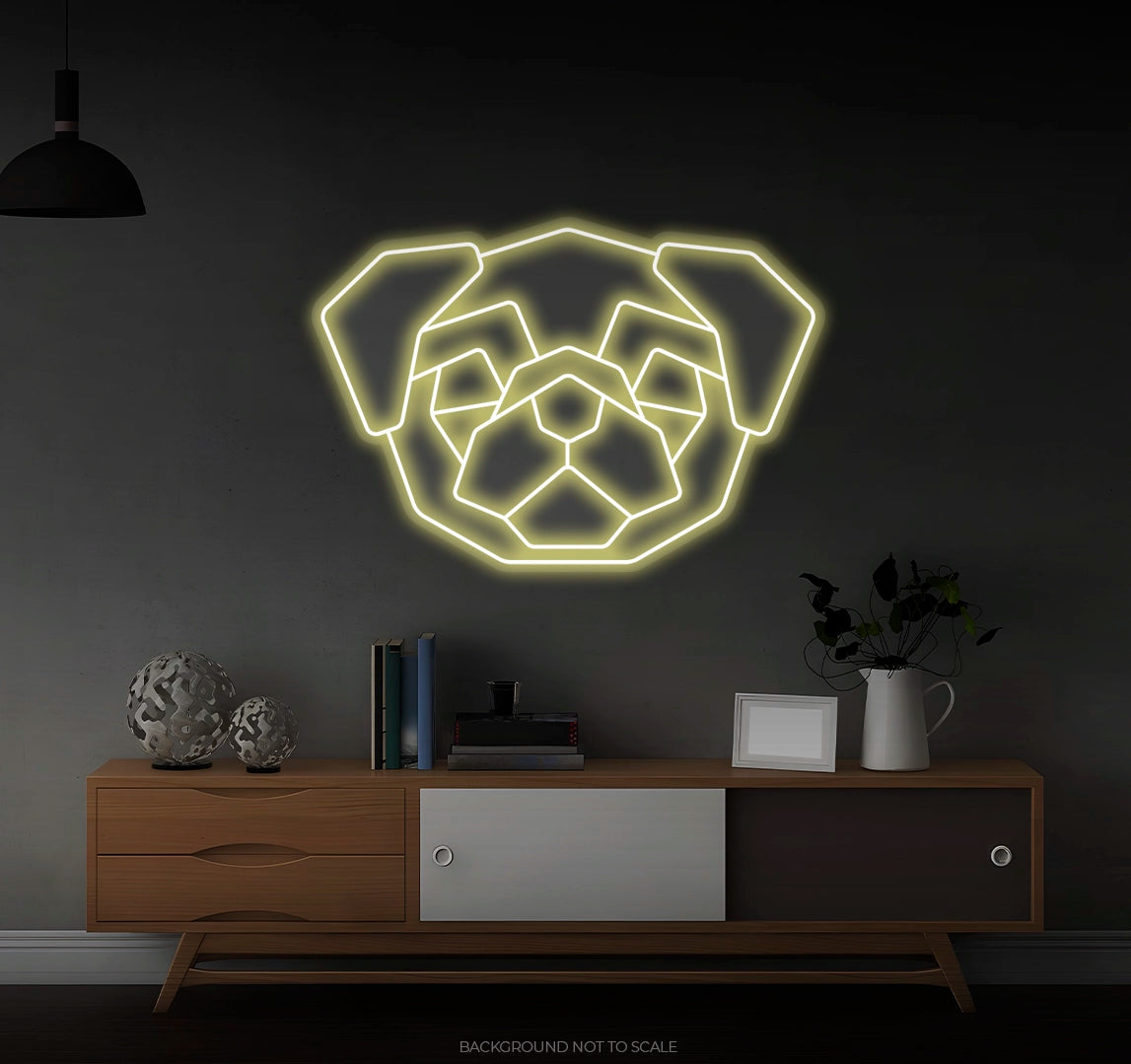 Polygonal pug LED neon