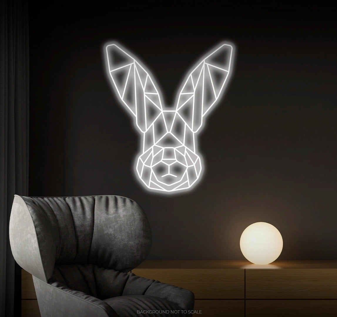 Polygonal rabbit head LED neon