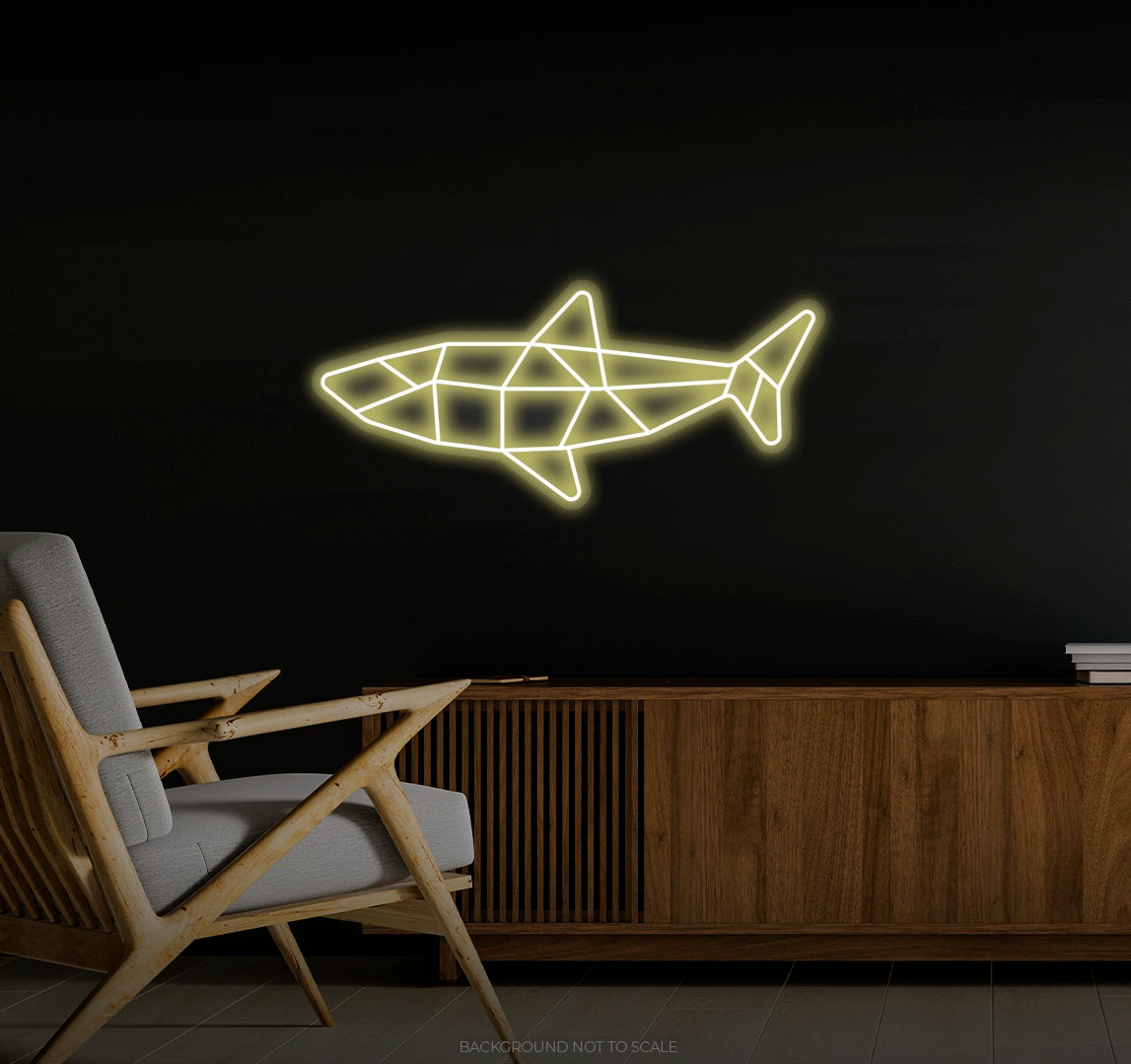 Polygonal shark LED neon