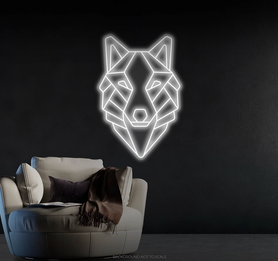 Polygonal wolf head LED neon