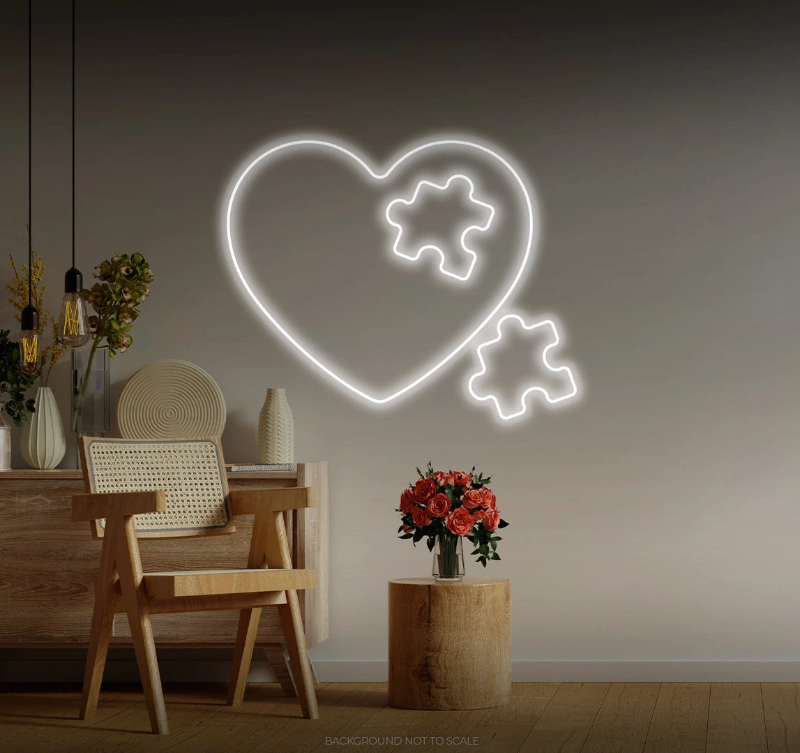 Puzzle heart LED neon