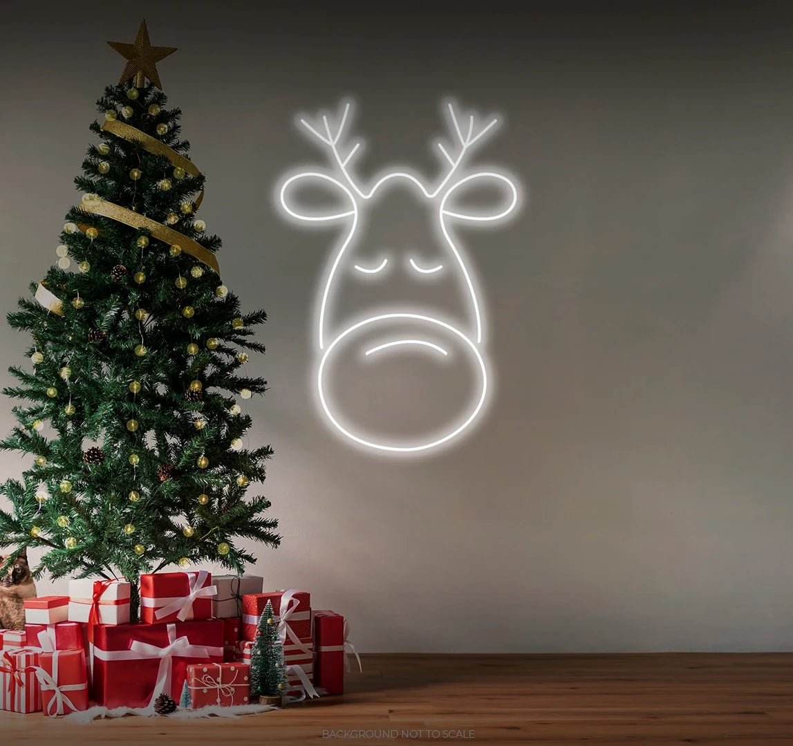 Reindeer closed eyes LED neon