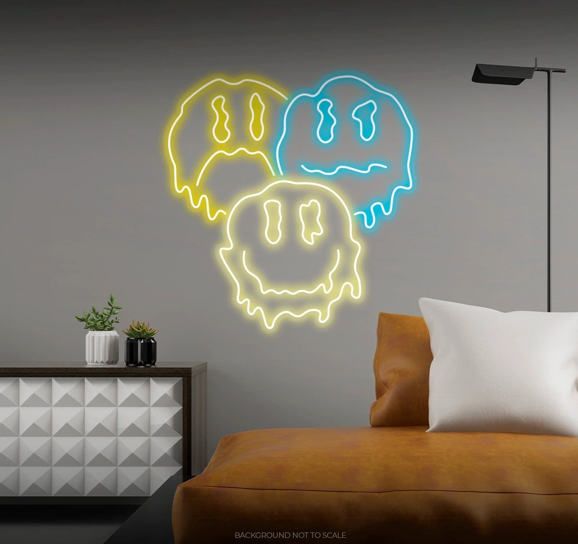 Sad happy not sure moods LED neon