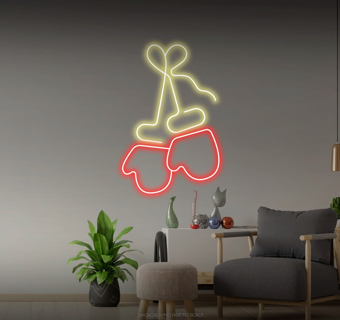 Santa gloves heart LED neon