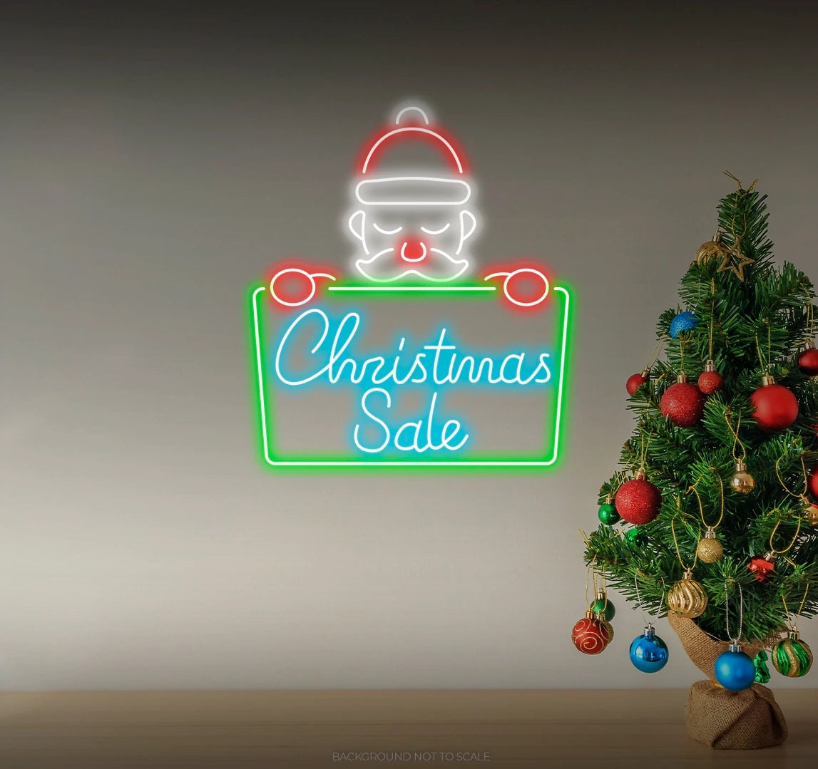 Santa holding Christmas sale LED neon