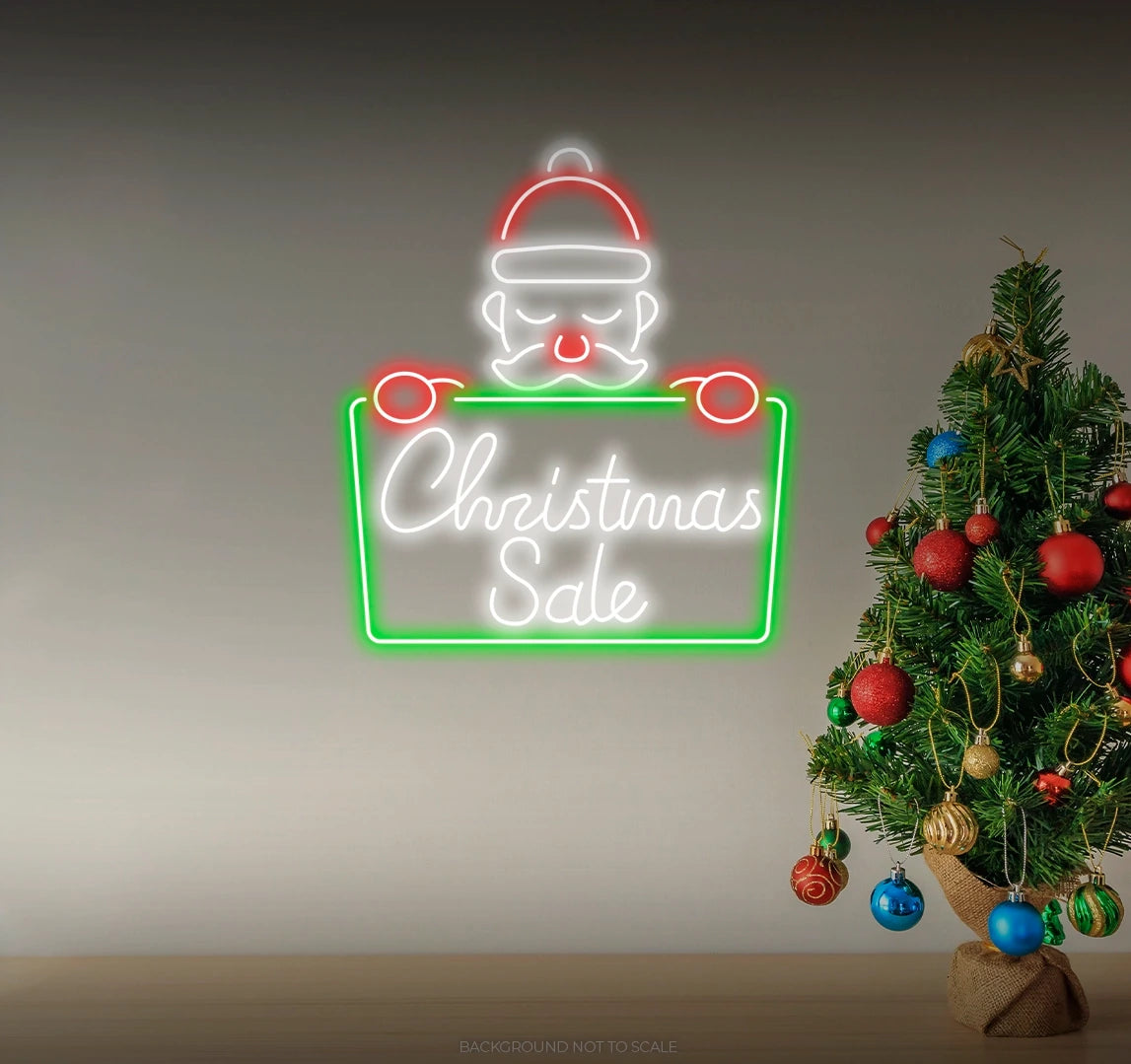 Santa holding Christmas sale LED neon