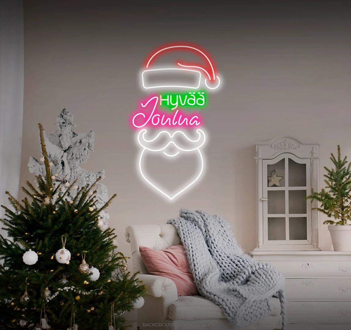 Santa hyvää joulua LED neon