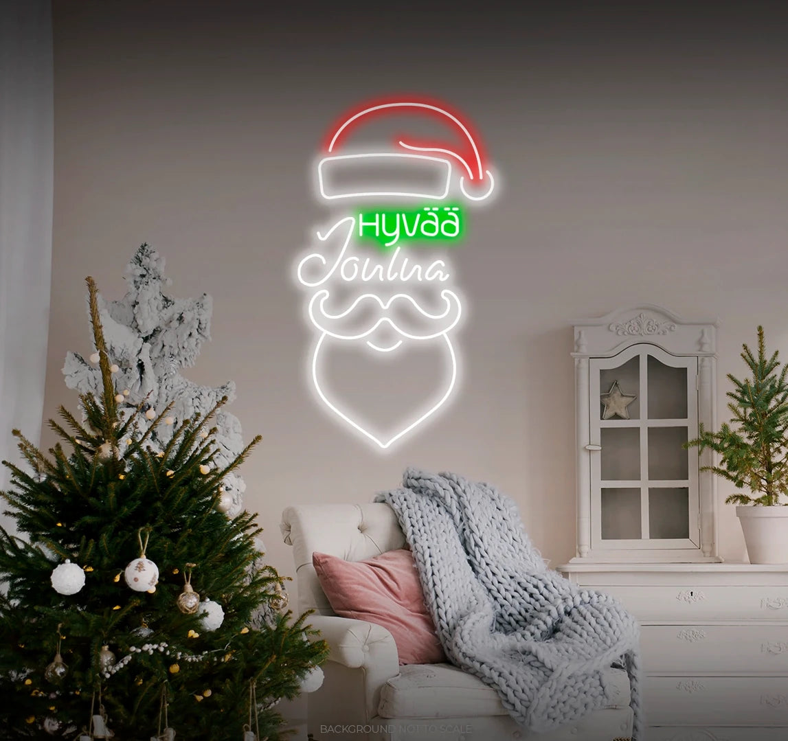 Santa hyvää joulua LED neon