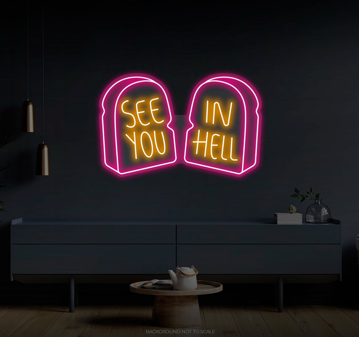 See You In Hell Grave Stones LED neon