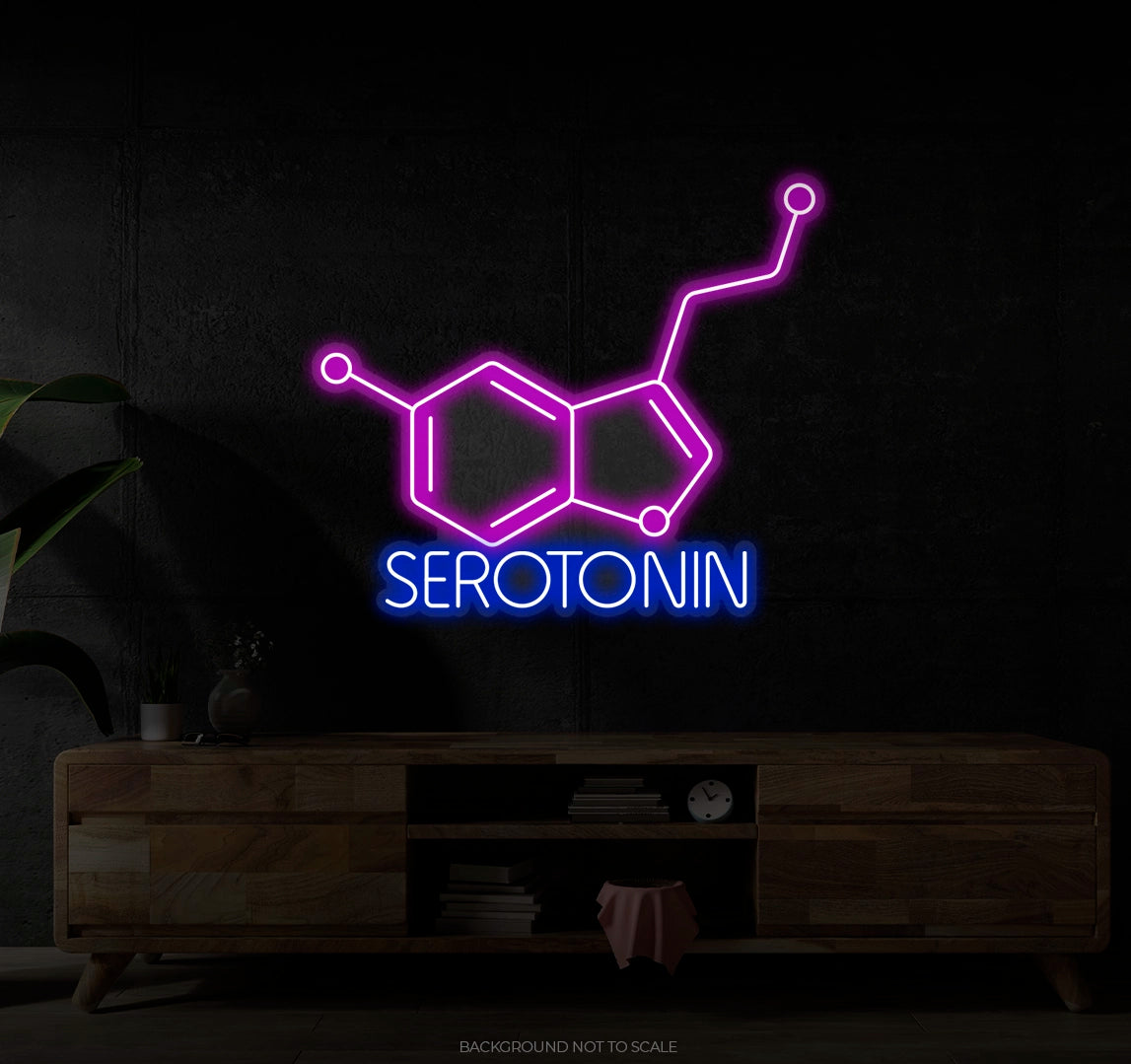 Serotonin chemical formula Ledneon