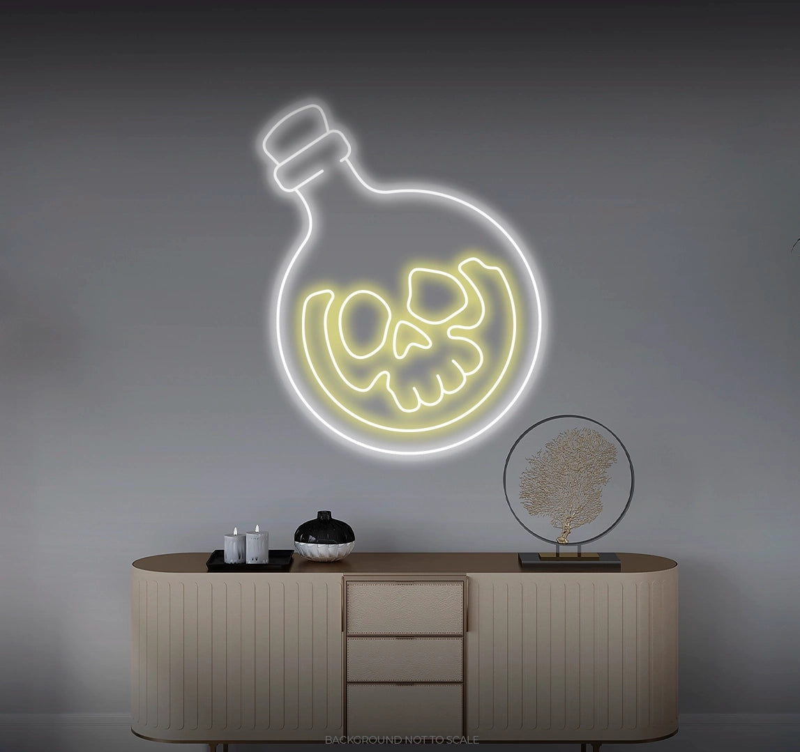 Skull poison bottle LED neon