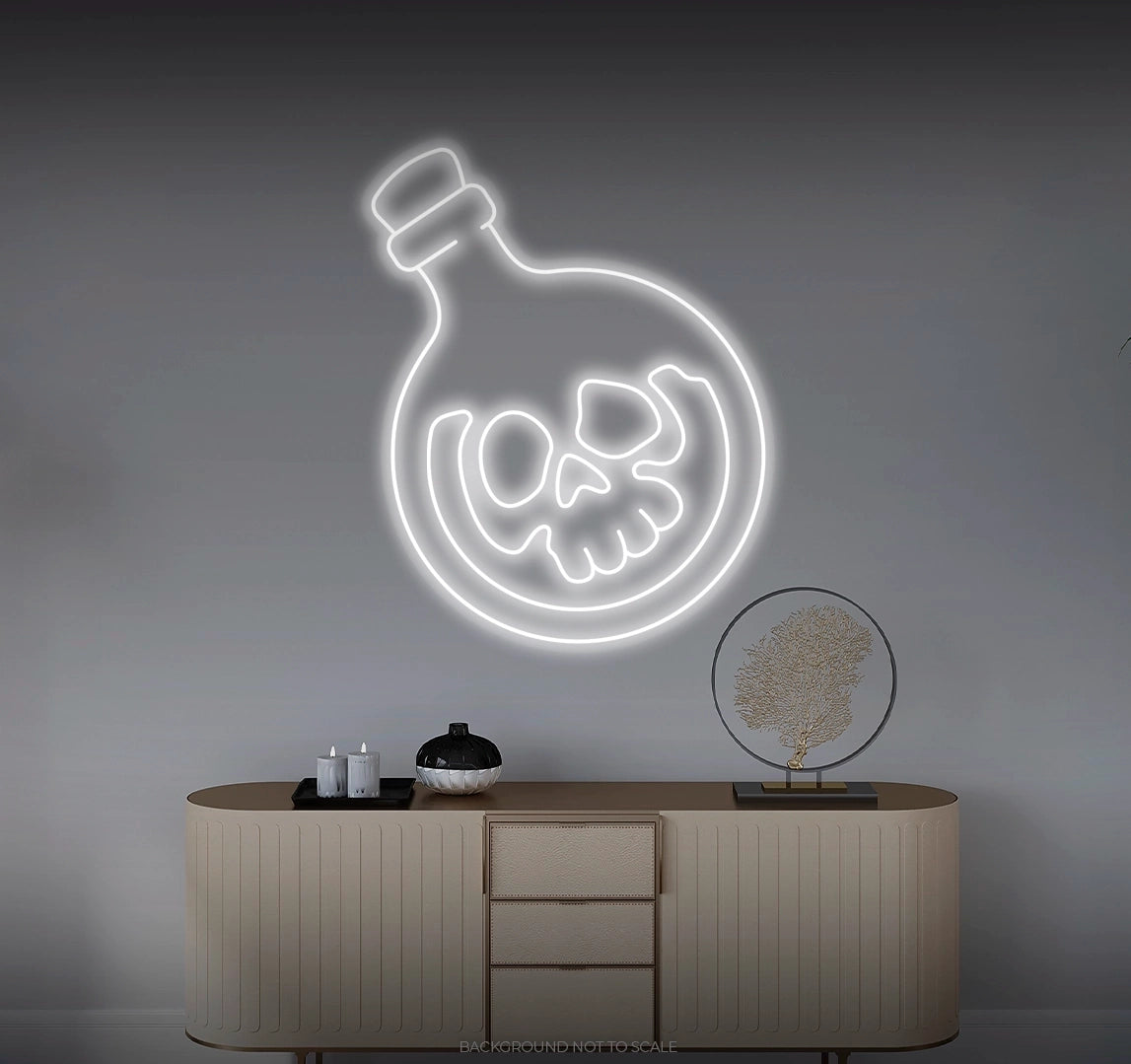 Skull poison bottle LED neon