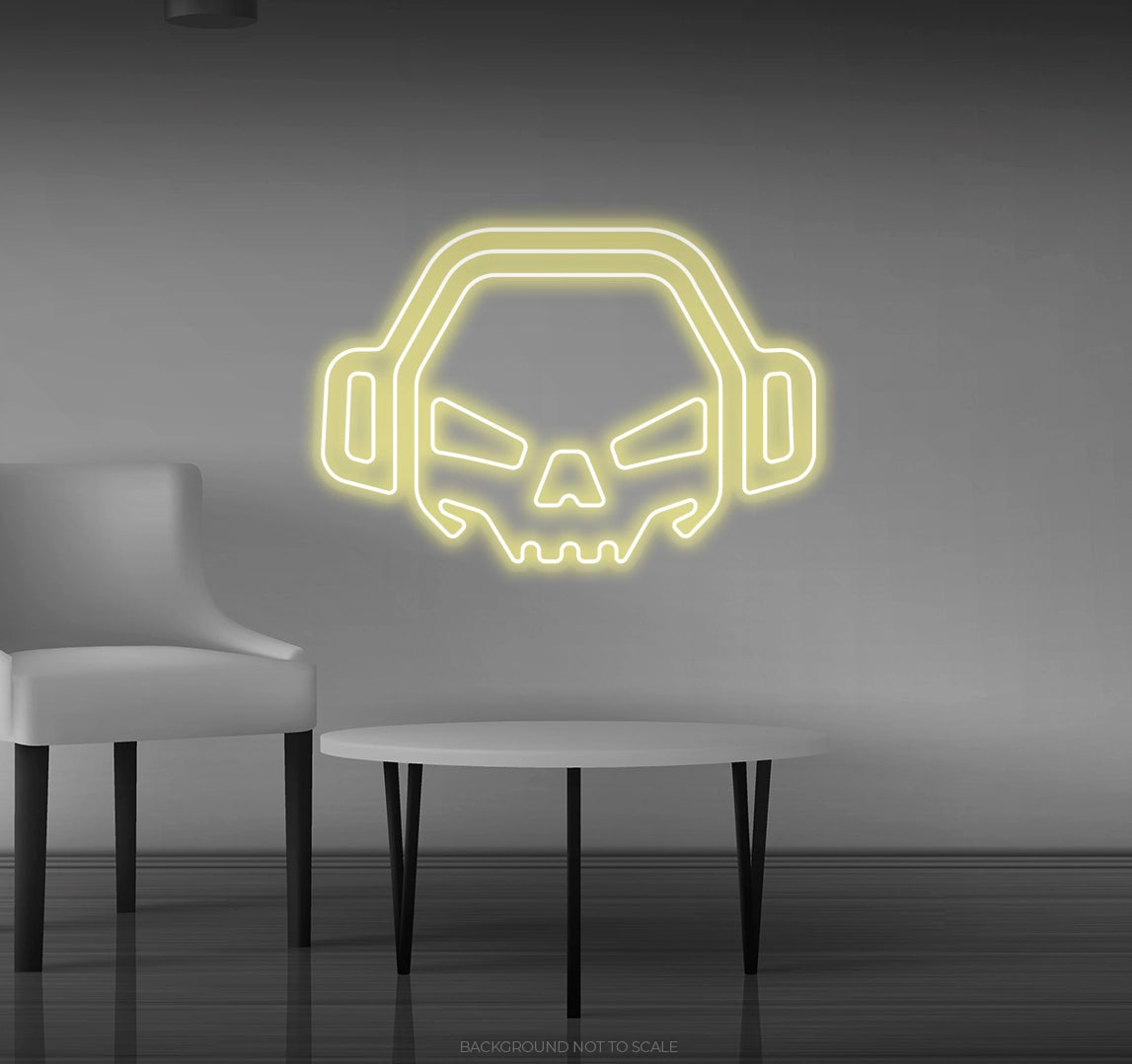 Skull with headphones LED neon