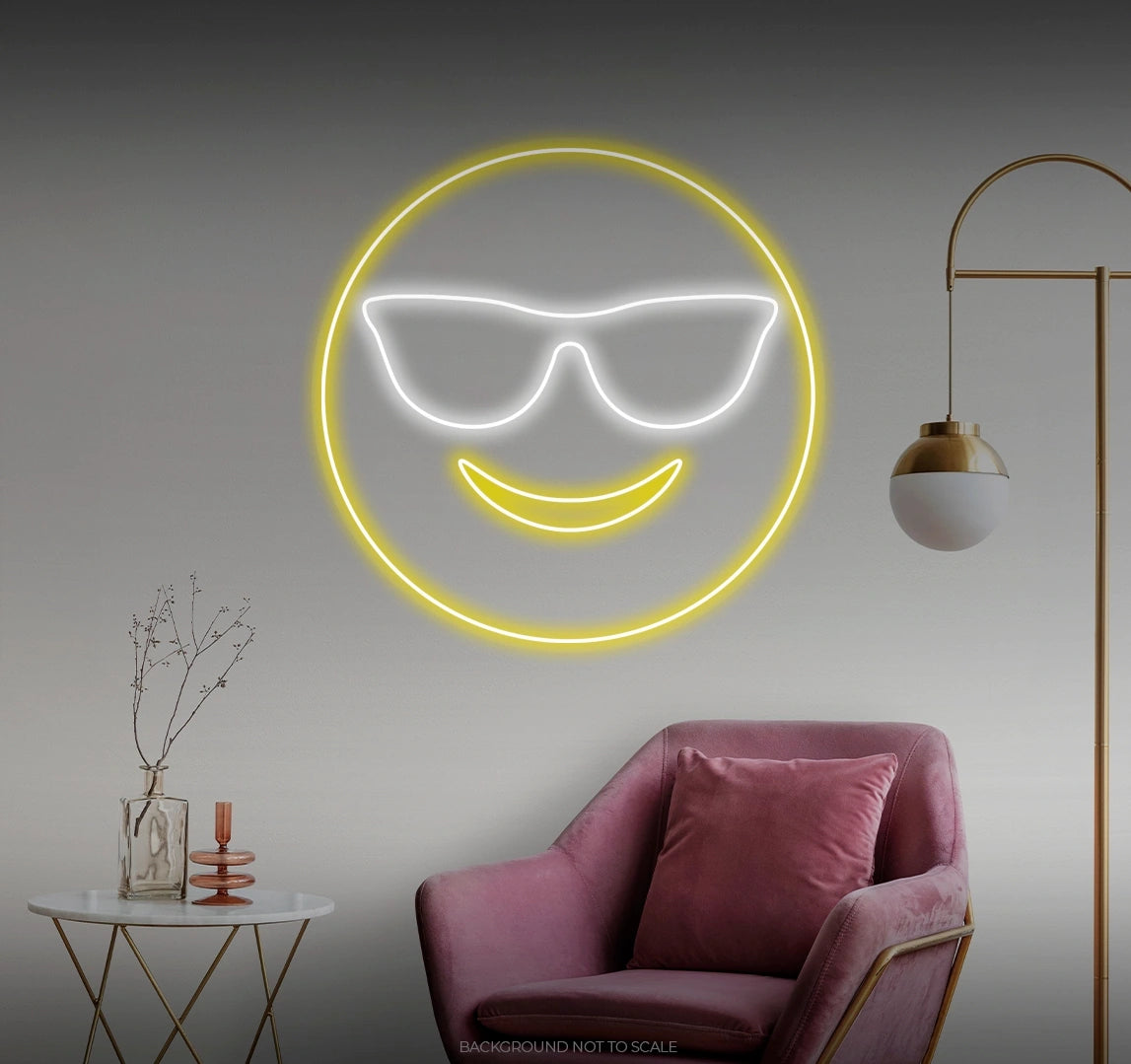 Smiley with sunglasses LED neon