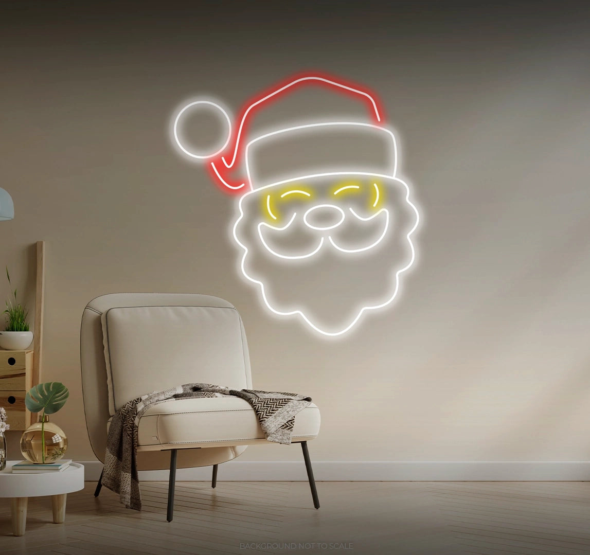 Smiling santa with curly beard LED neon