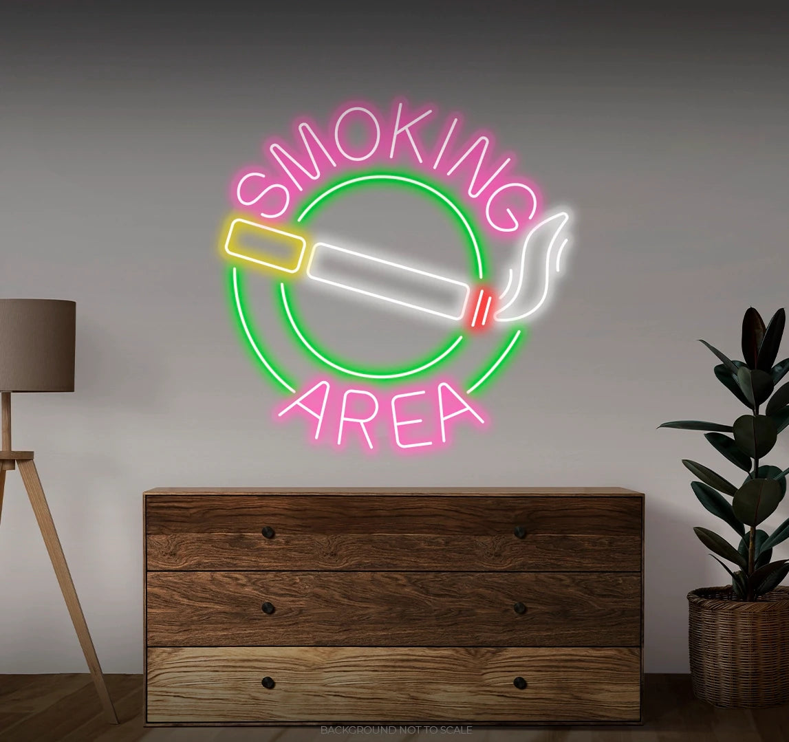 Smoking area circle LED neon