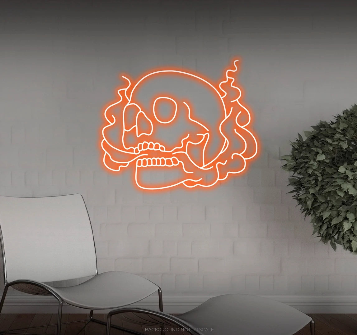 Smoking skull LED neon