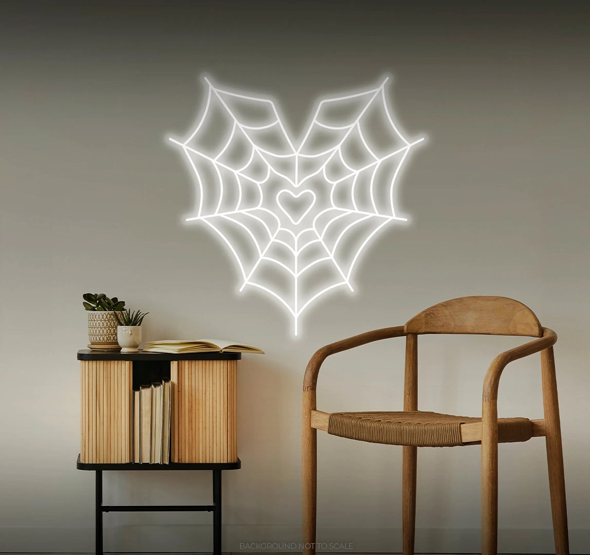 Spider web heart LED neon