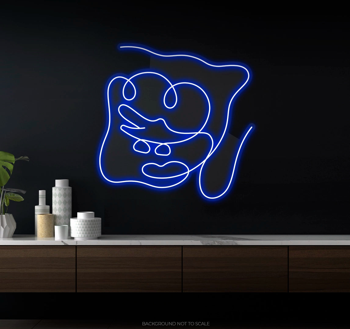 Sponge bob one line art LED neon