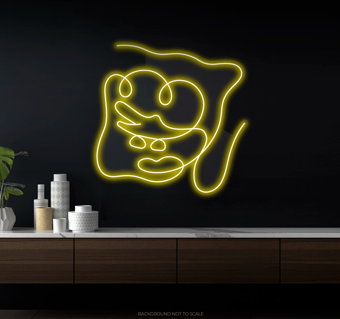 Sponge bob one line art LED neon