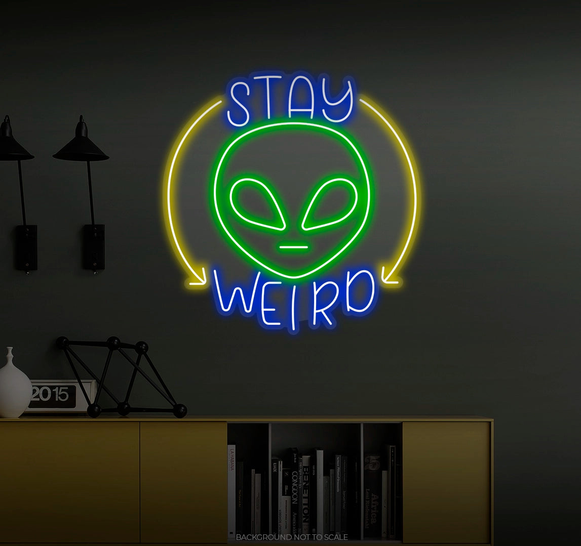 Stay weird alien circle LED neon