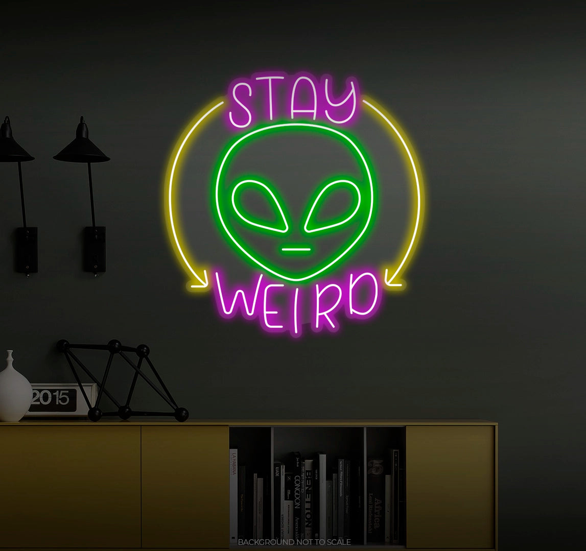 Stay weird alien circle LED neon