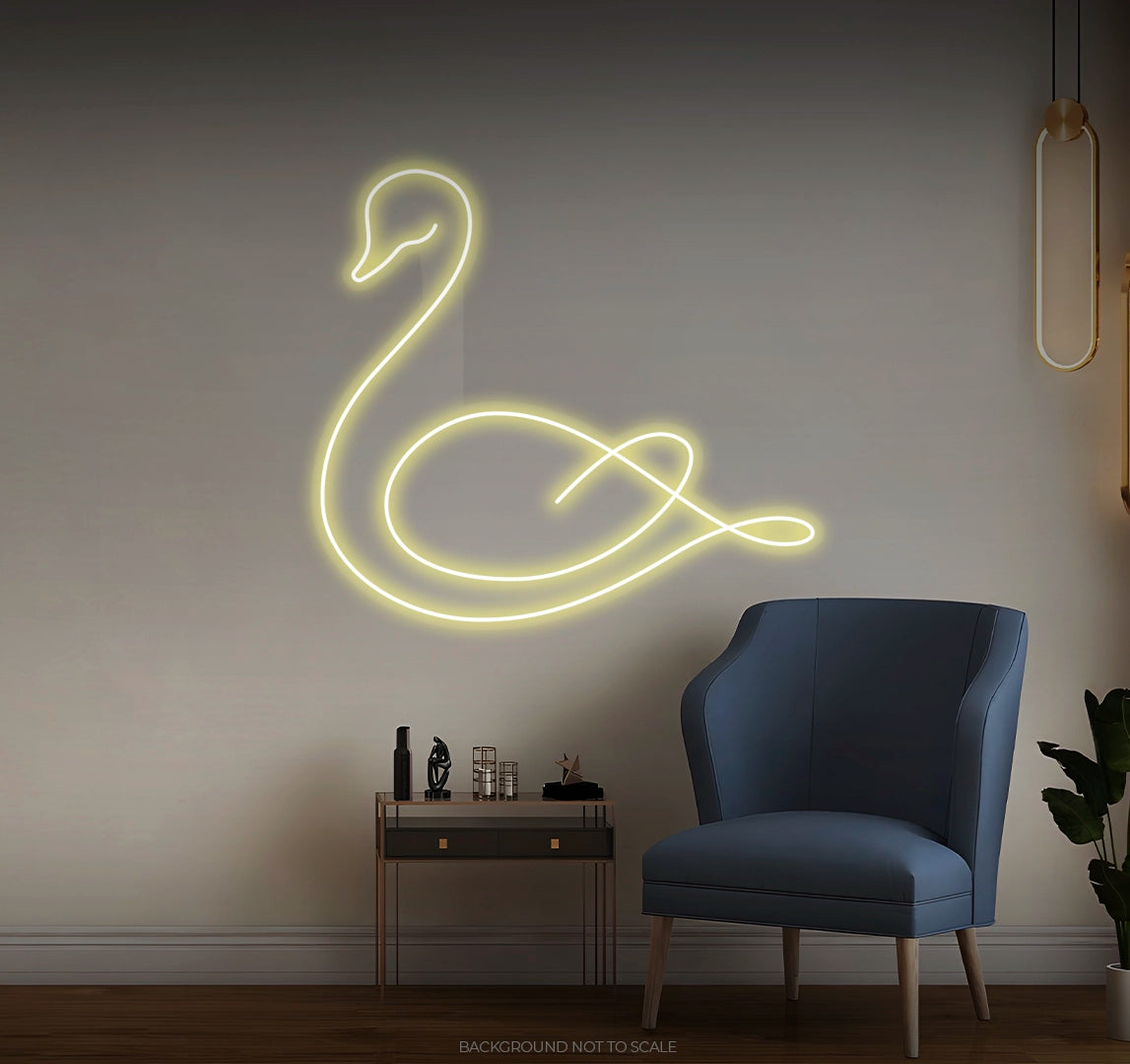 Swan one line art LED neon