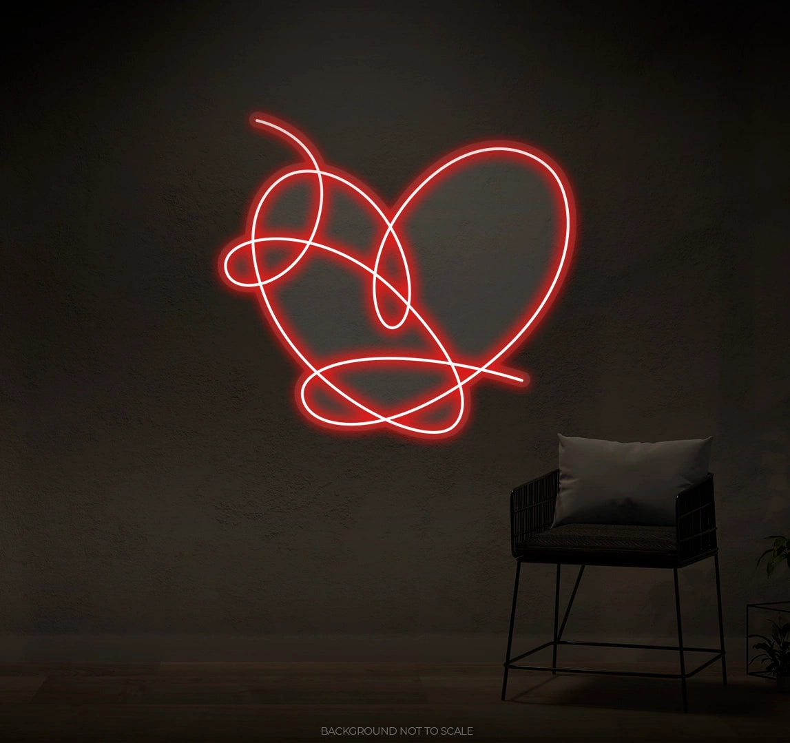 Tangled heart one line art Ledneon