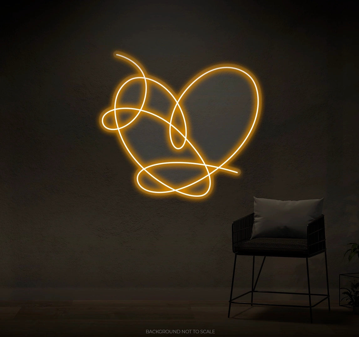 Tangled heart one line art Ledneon