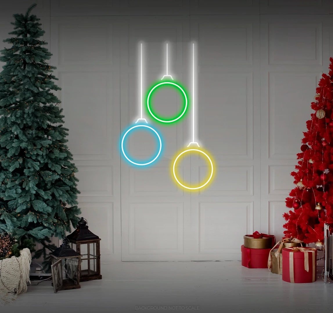 Three Christmas globes LED neon