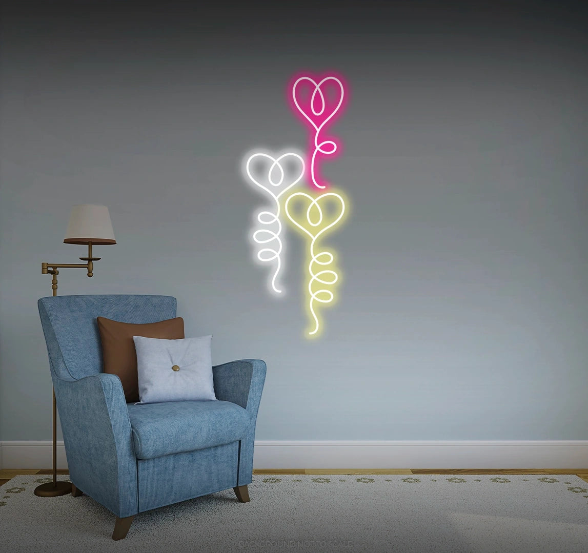 Heart balloons LED neon