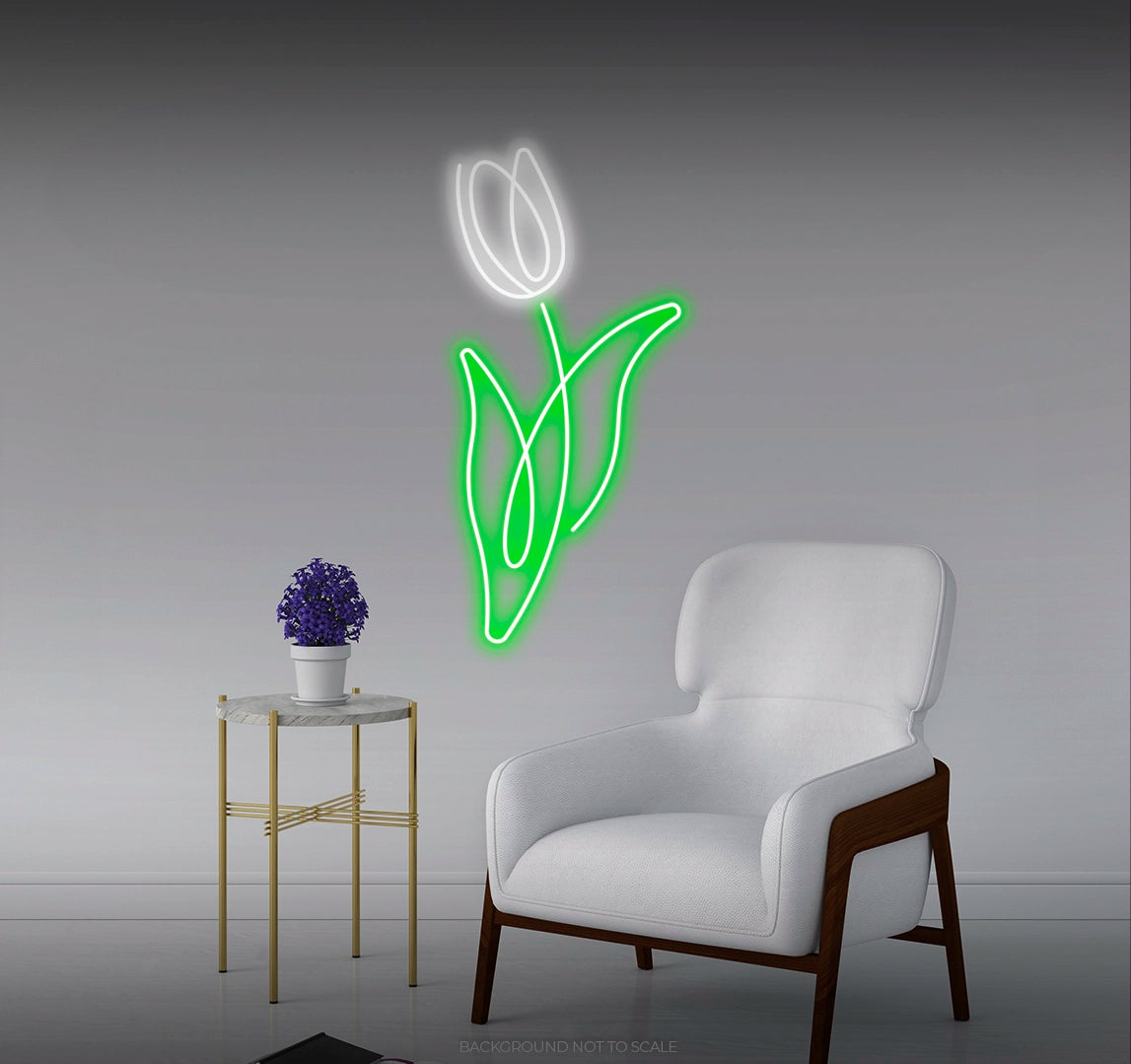 Tulip line art LED neon