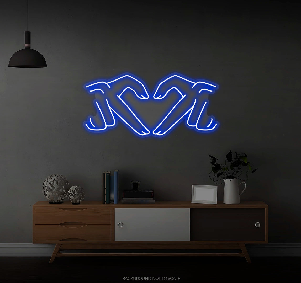 Two Hands Making Heart LED neon