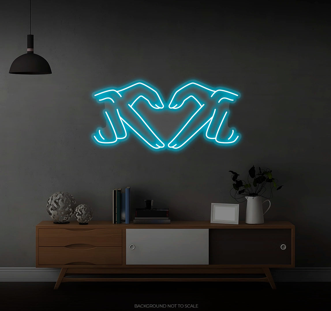 Two Hands Making Heart LED neon