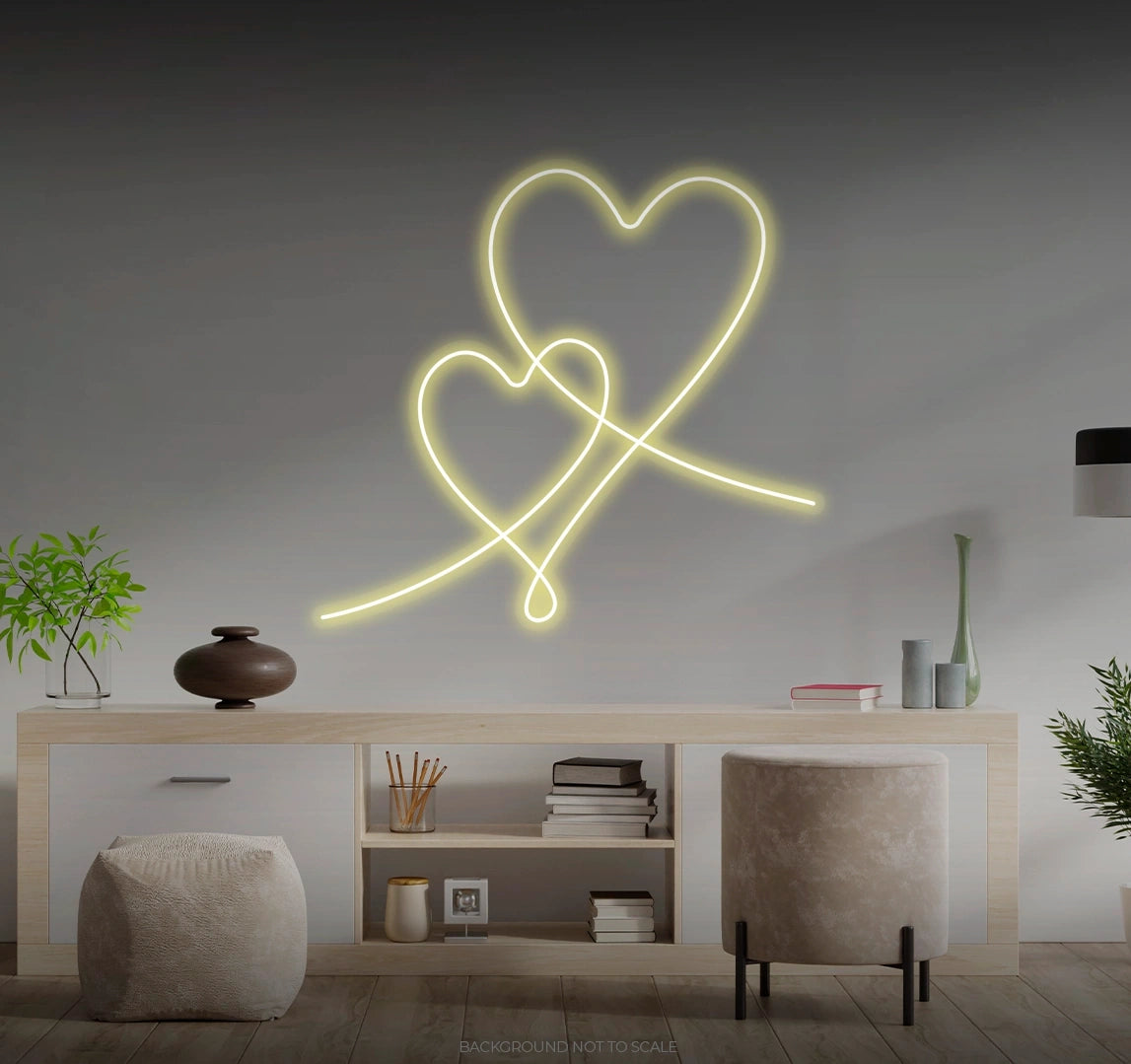 Two heart oneline LED neon