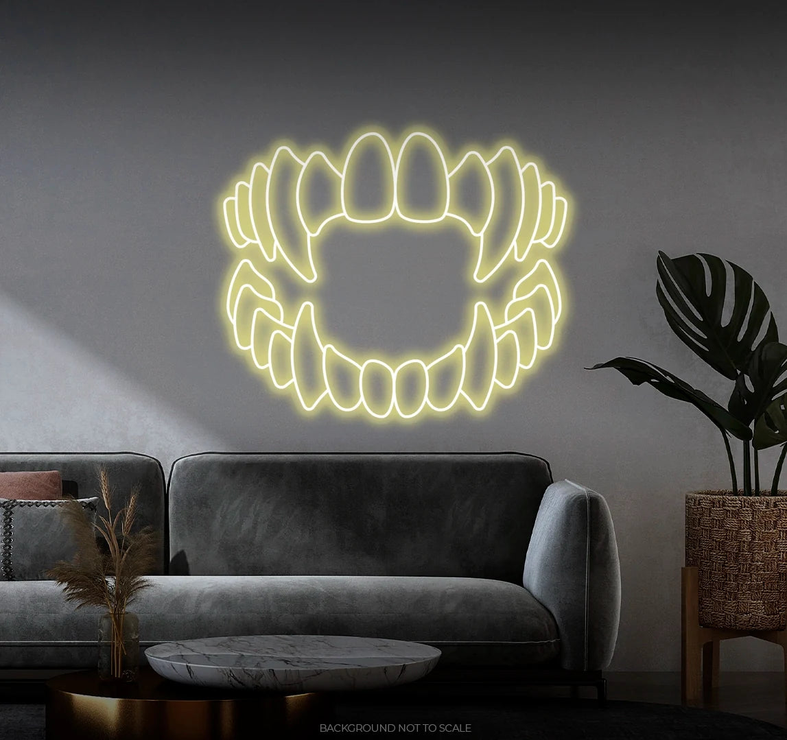 Vampire teeth LED neon