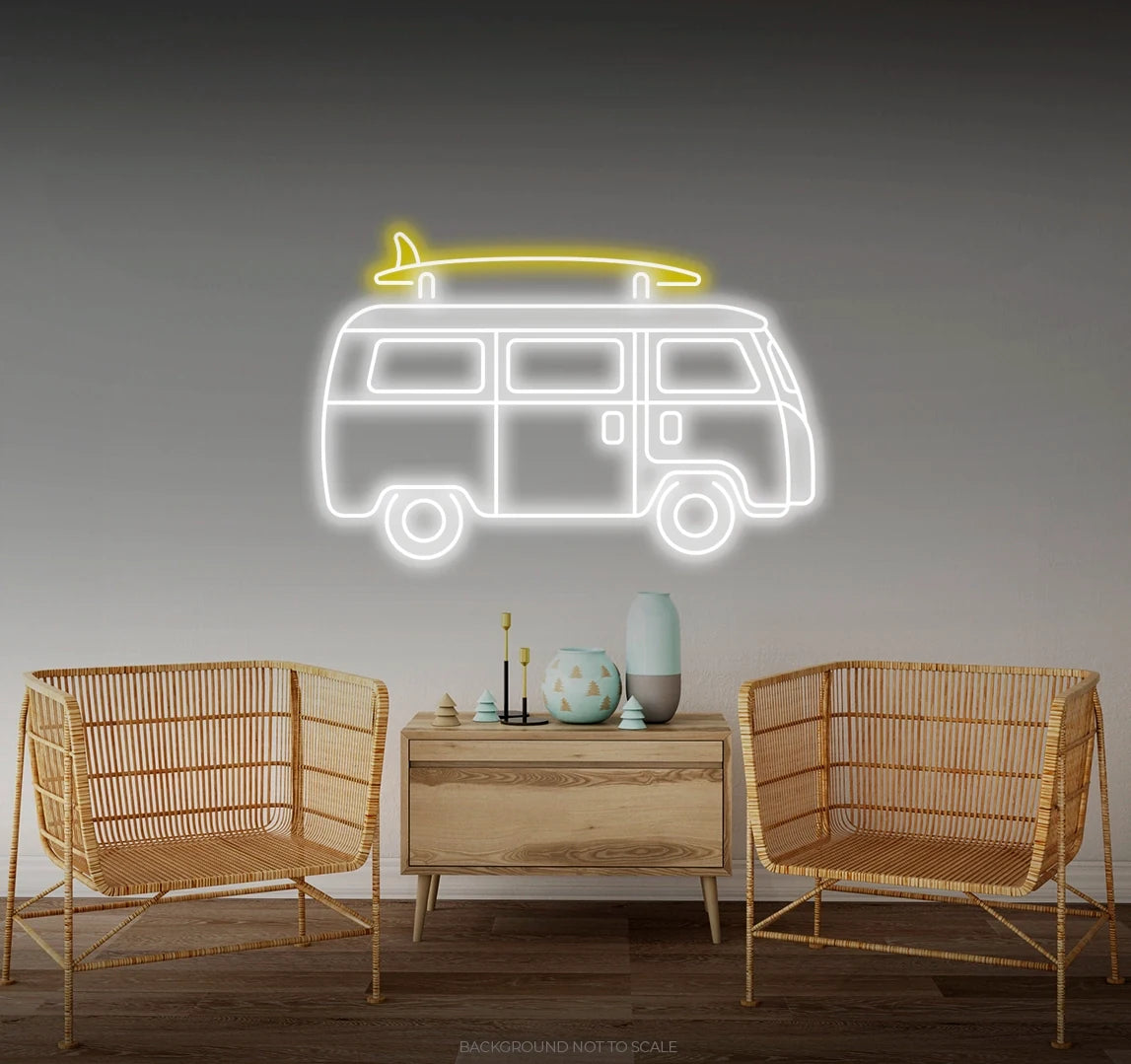 Van with surfboard LED neon