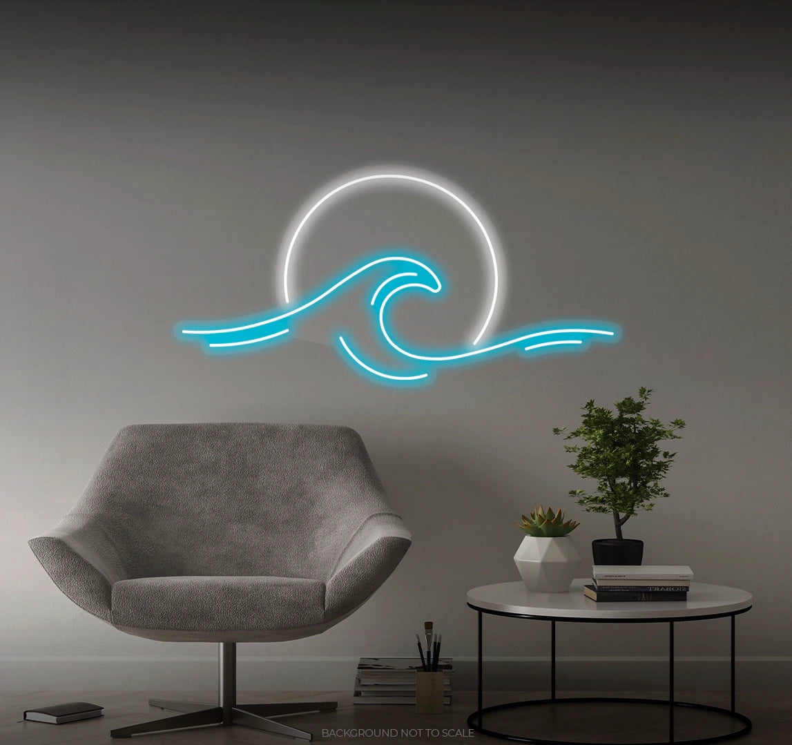 Wave with circle LED neon