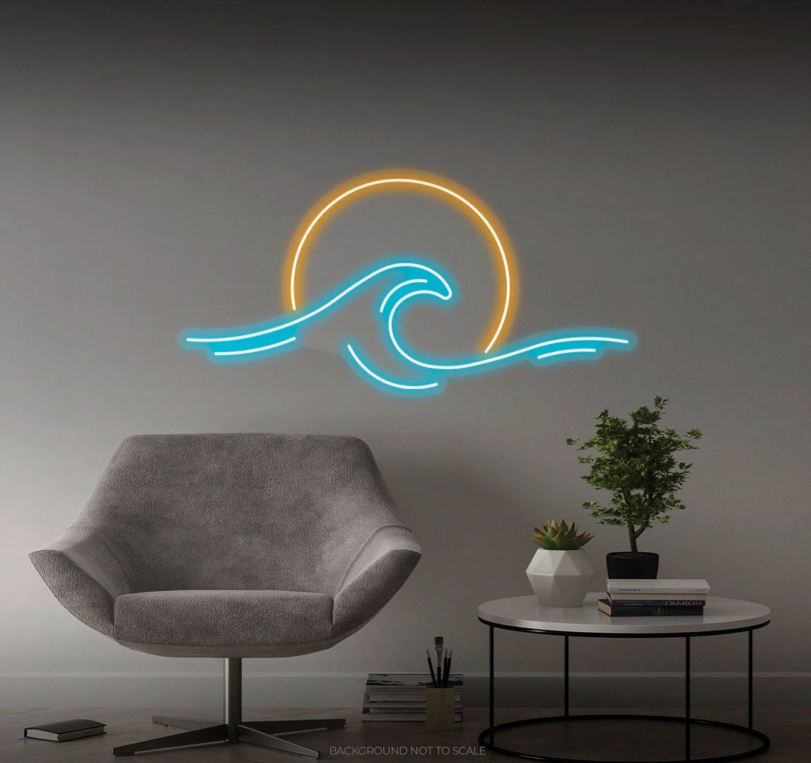 Wave with circle LED neon