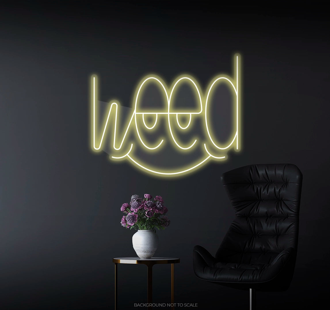 Weed smiley face LED neon