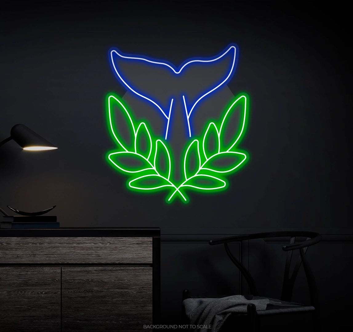 Whale tail with leaves Ledneon