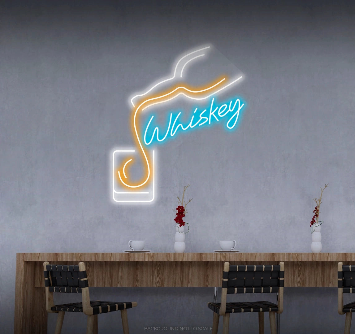 Whiskey pouring glass ledneon